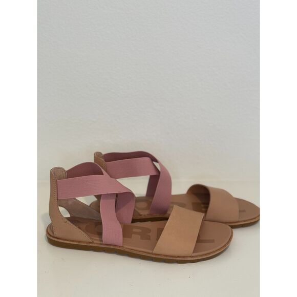 Sorel Ella II Honest Beige Eraser Pink Sandals Size 10 New - Picture 4 of 8